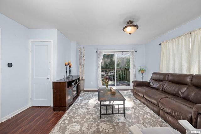 living room featuring dark hardwood / wood-style flooring