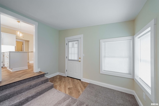 entryway featuring light hardwood / wood-style flooring and a healthy amount of sunlight