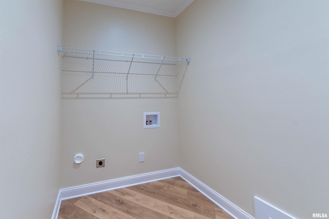 laundry area featuring washer hookup, hookup for an electric dryer, and hardwood / wood-style flooring