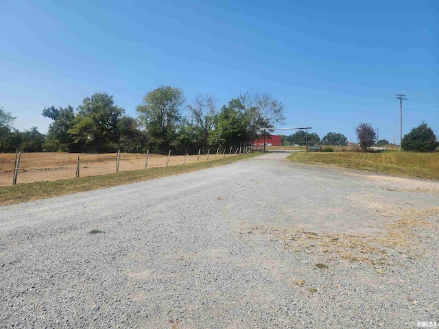 view of road with a rural view