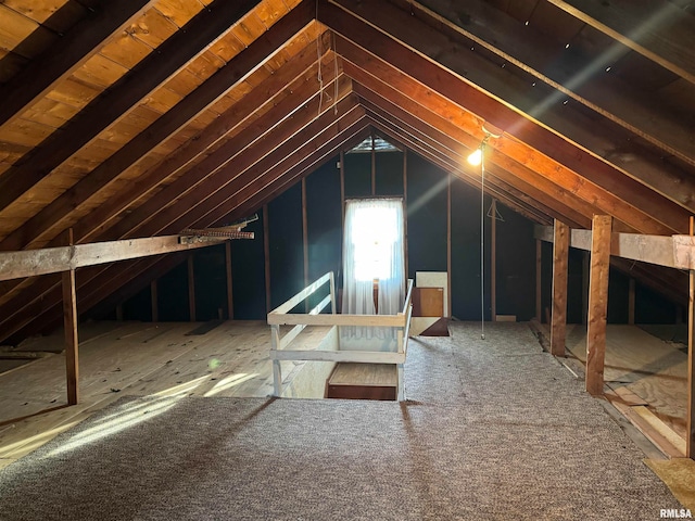 view of unfinished attic