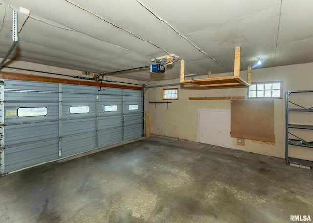 garage with a garage door opener