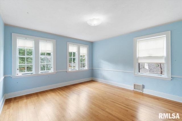 unfurnished room featuring light wood-type flooring and a wealth of natural light