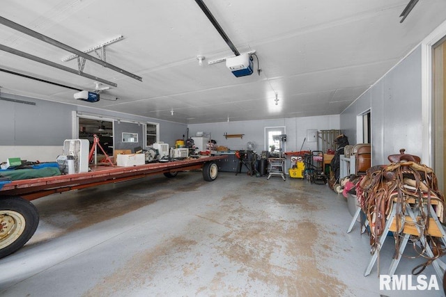 garage with a garage door opener