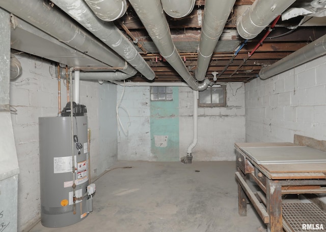 basement with gas water heater