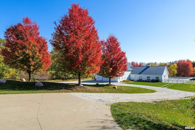 exterior space with a garage