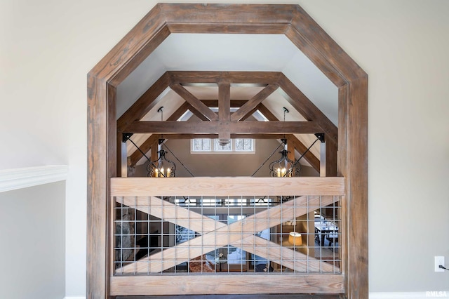 interior space featuring an inviting chandelier