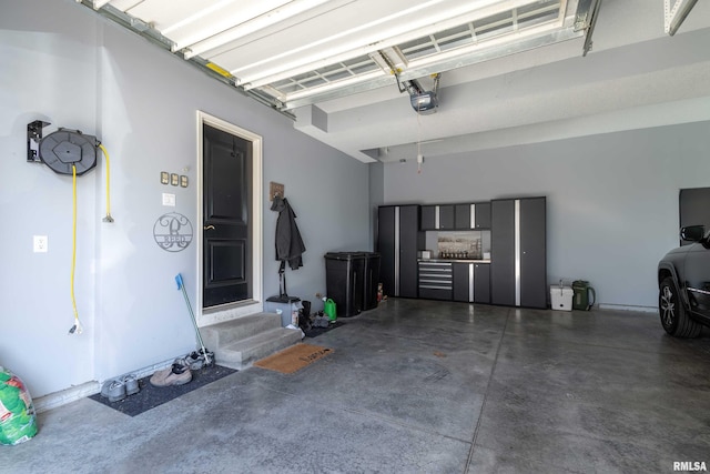 garage with a garage door opener