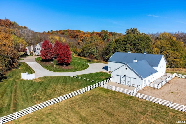 bird's eye view with a rural view