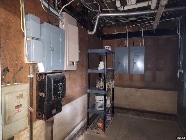 basement with electric panel