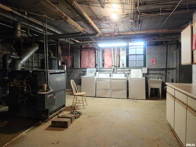 basement featuring washer and dryer