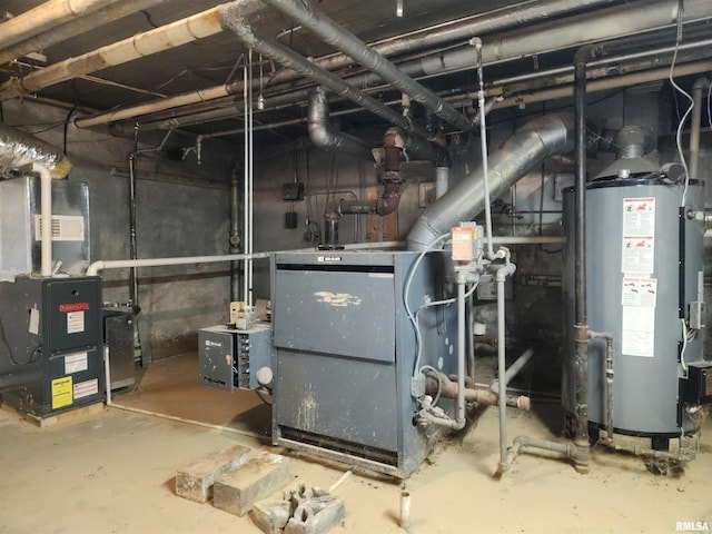 utilities with water heater and heating unit