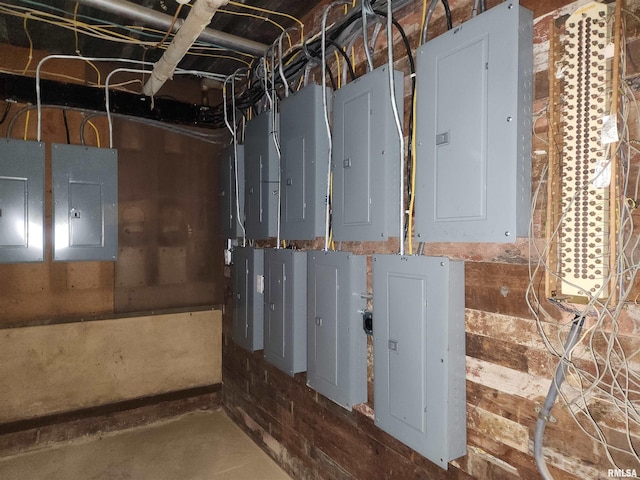 basement with electric panel