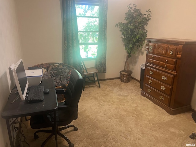 view of carpeted home office