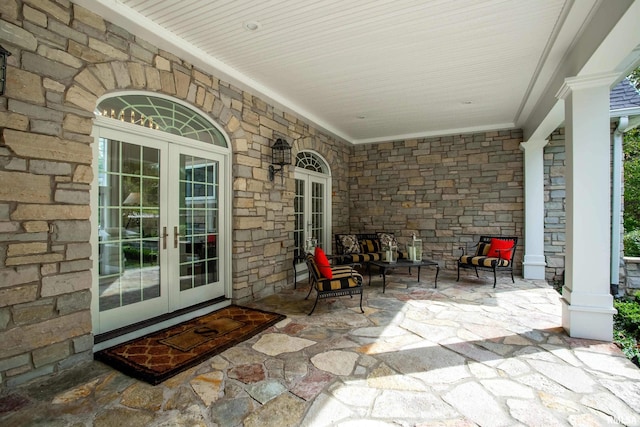 view of patio / terrace featuring french doors