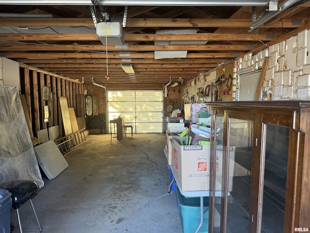 garage with a garage door opener