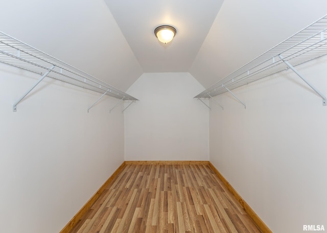 walk in closet with wood-type flooring