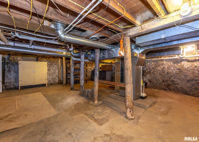 basement with heating unit