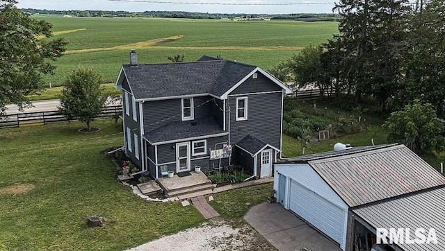 drone / aerial view with a rural view