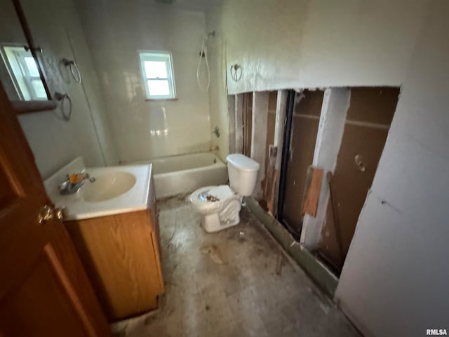 full bathroom with  shower combination, vanity, and toilet