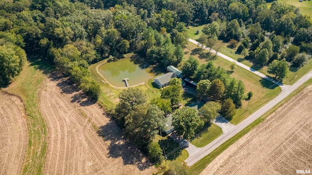 aerial view with a water view and a rural view