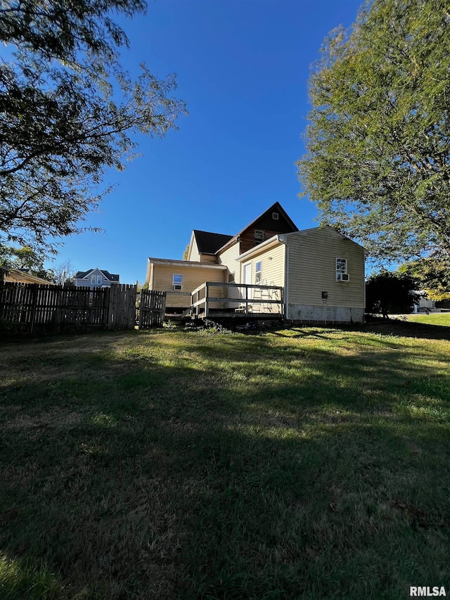 view of yard with a deck