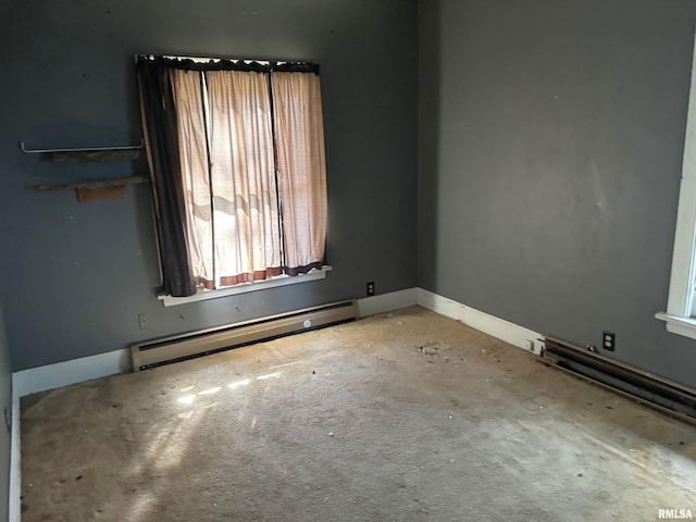 empty room with a baseboard radiator