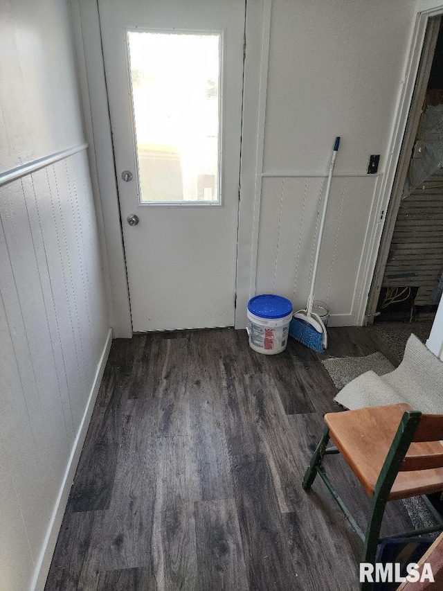 interior space with dark hardwood / wood-style flooring