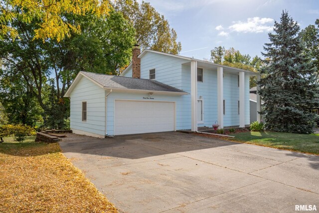 exterior space with a garage