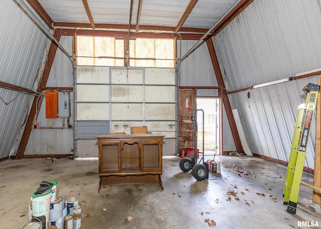 garage featuring metal wall