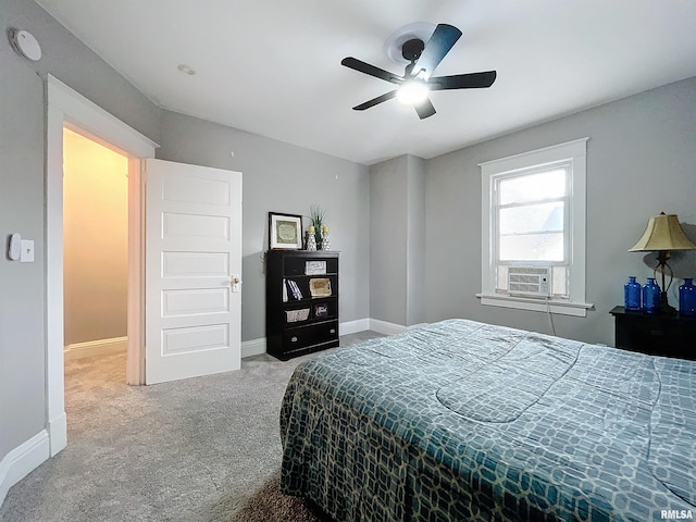 bedroom featuring carpet flooring and ceiling fan