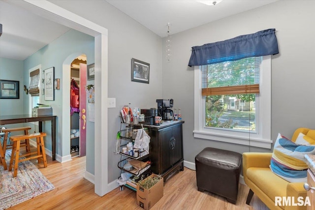 living area featuring light hardwood / wood-style flooring