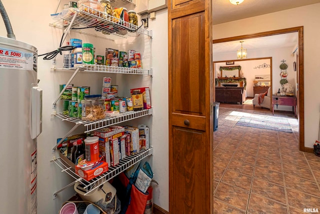 pantry with electric water heater