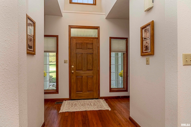 entryway featuring dark wood-type flooring