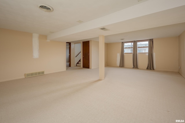 basement with carpet floors