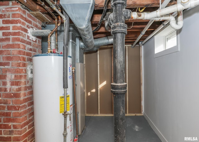 utility room with gas water heater