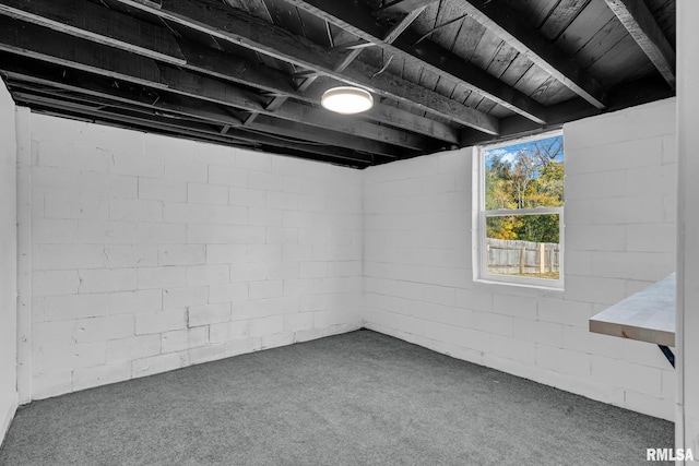 basement with carpet floors