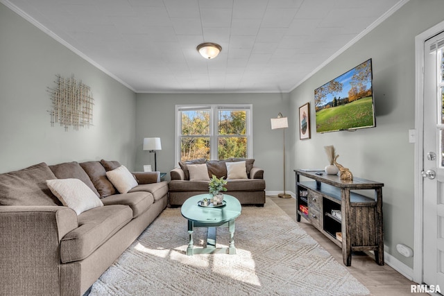 906 28 1/2 St, Bettendorf, IA 52722 - living room featuring ornamental molding and light wood finished floors
