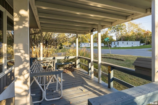 deck with a lawn