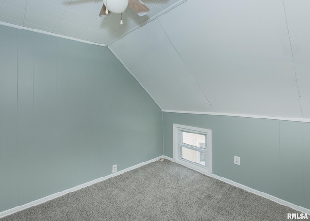 bonus room featuring carpet and vaulted ceiling