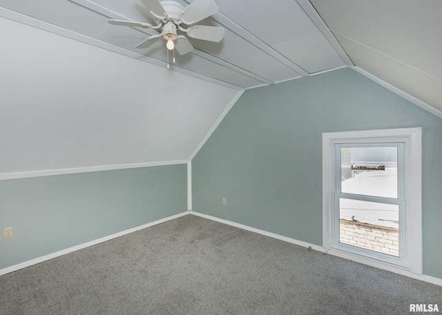 1325 13th Ave, East Moline, IL 61264 - bonus room featuring vaulted ceiling, carpet flooring, and ceiling fan