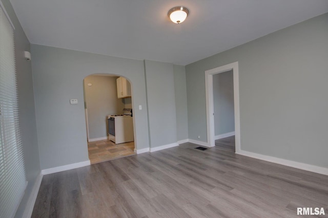 unfurnished room featuring light hardwood / wood-style floors