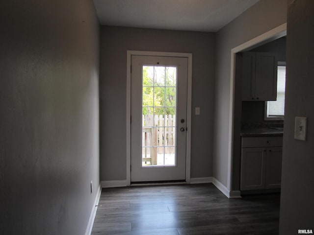 doorway featuring dark hardwood / wood-style flooring