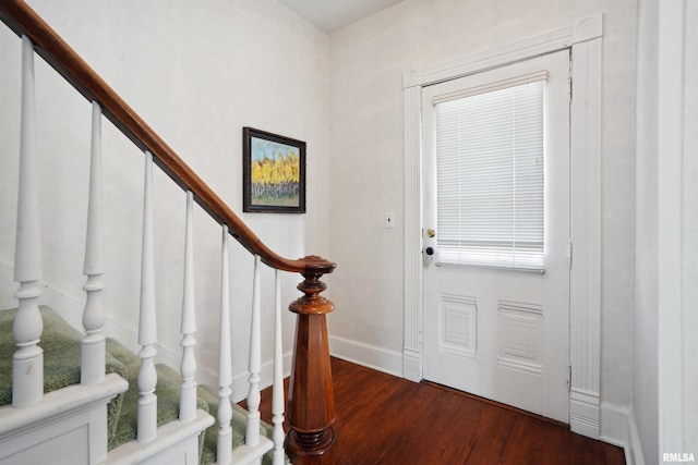 entryway featuring dark wood-type flooring