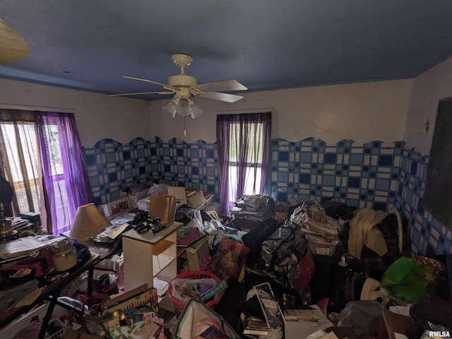 miscellaneous room with ceiling fan