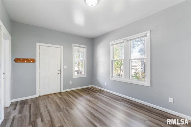 spare room with hardwood / wood-style floors and a healthy amount of sunlight