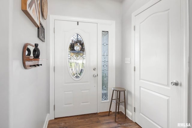 foyer featuring dark wood-type flooring