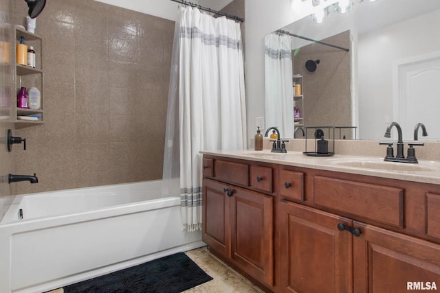 bathroom featuring vanity and shower / bath combo