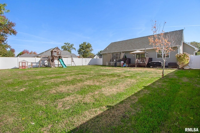 view of yard with a playground