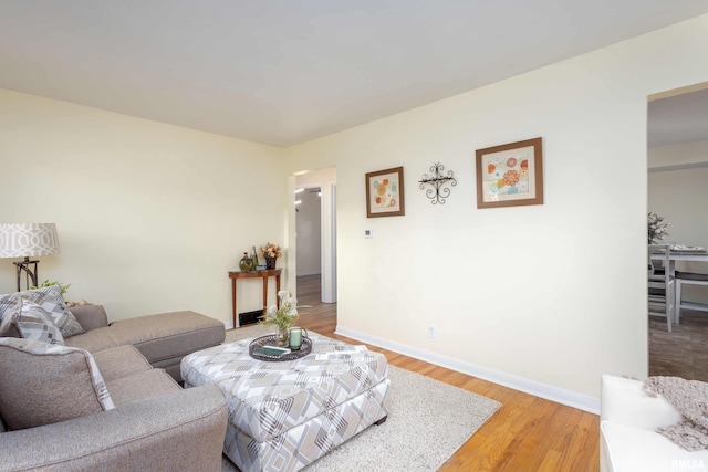 living room with hardwood / wood-style flooring